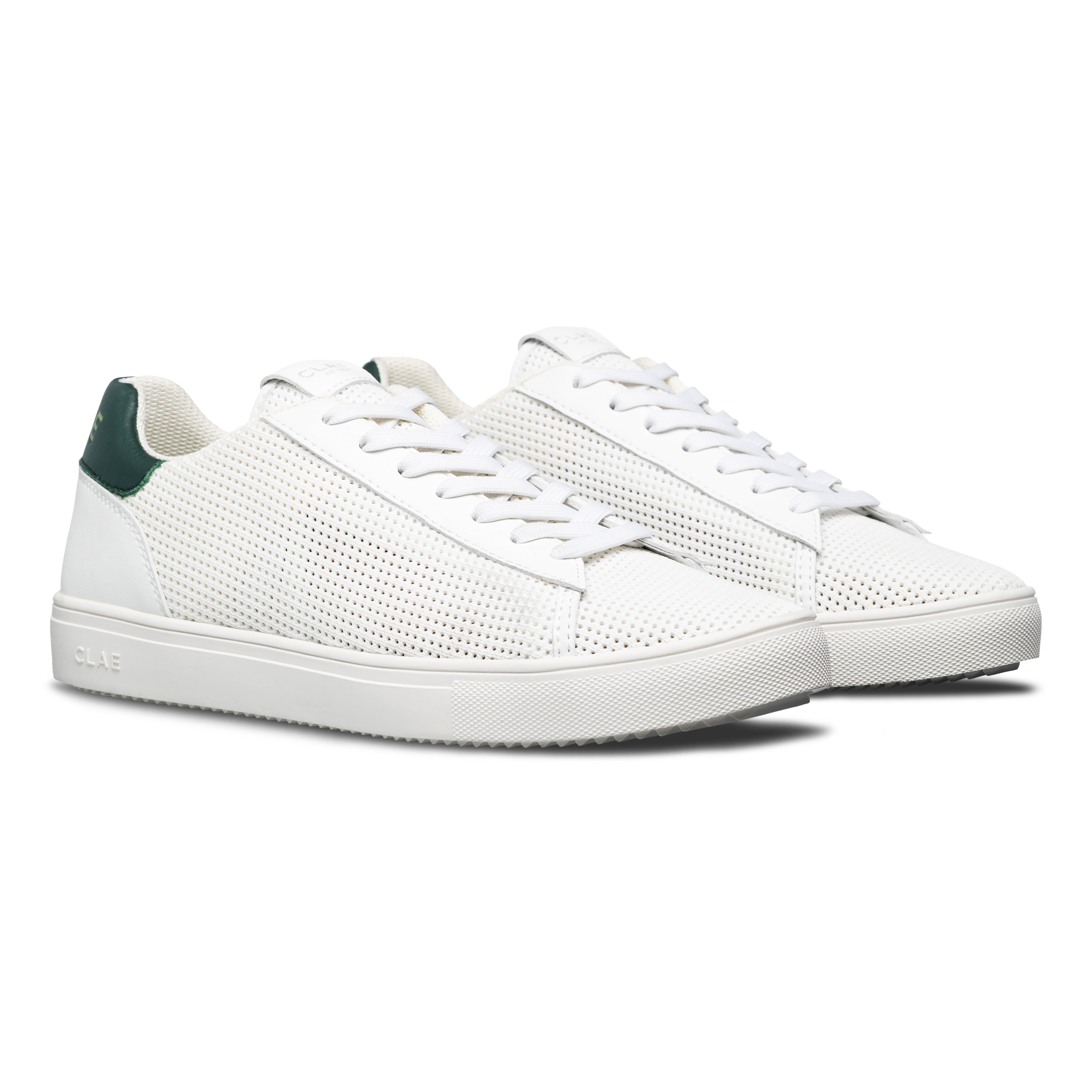Three-quarter view of Bradley Knit shoe in White Pine Needle, highlighting breathable knitted upper and modern classic design.