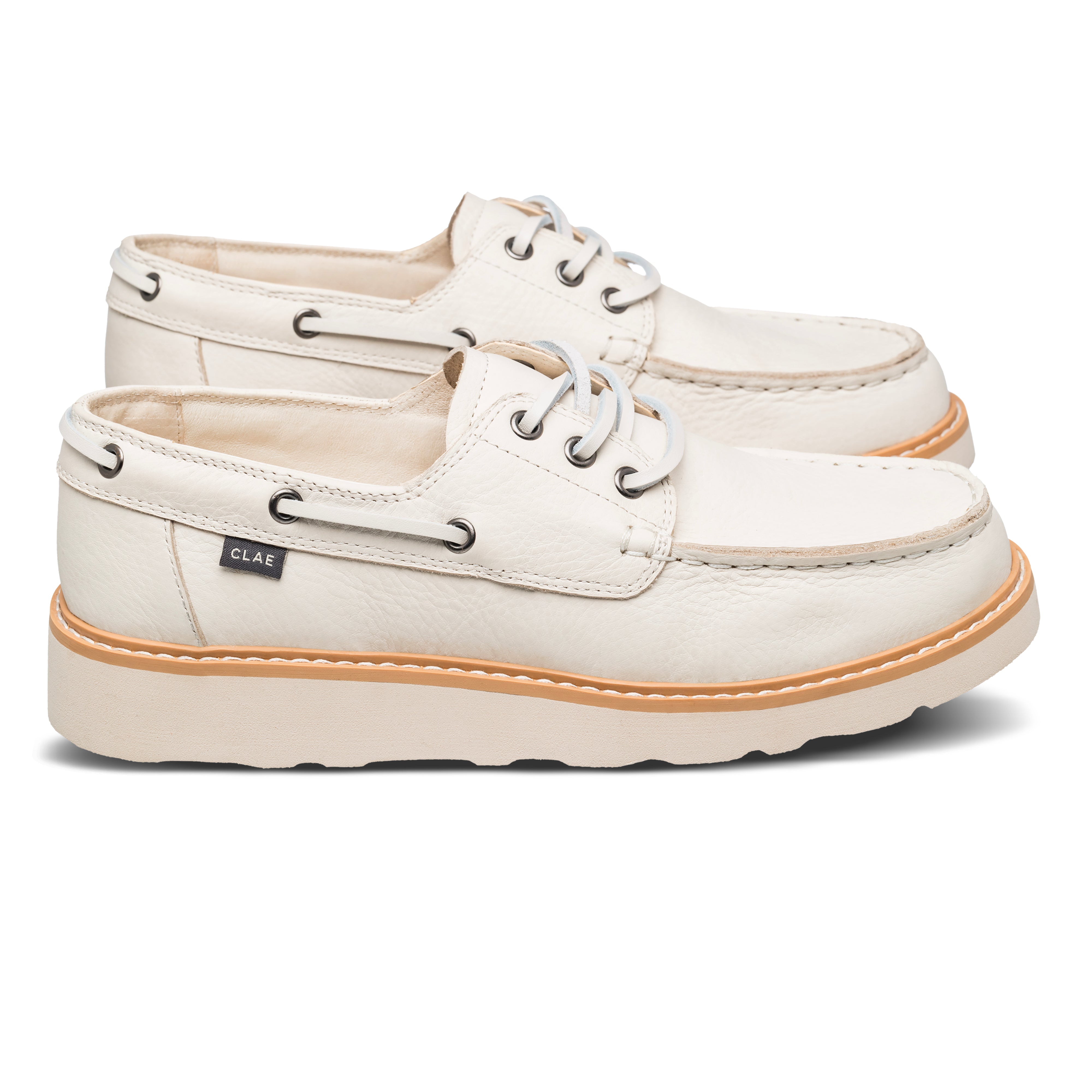 Carter Heritage Collection shoe, classic boat shoe moc-toe in Italian leather, side view.