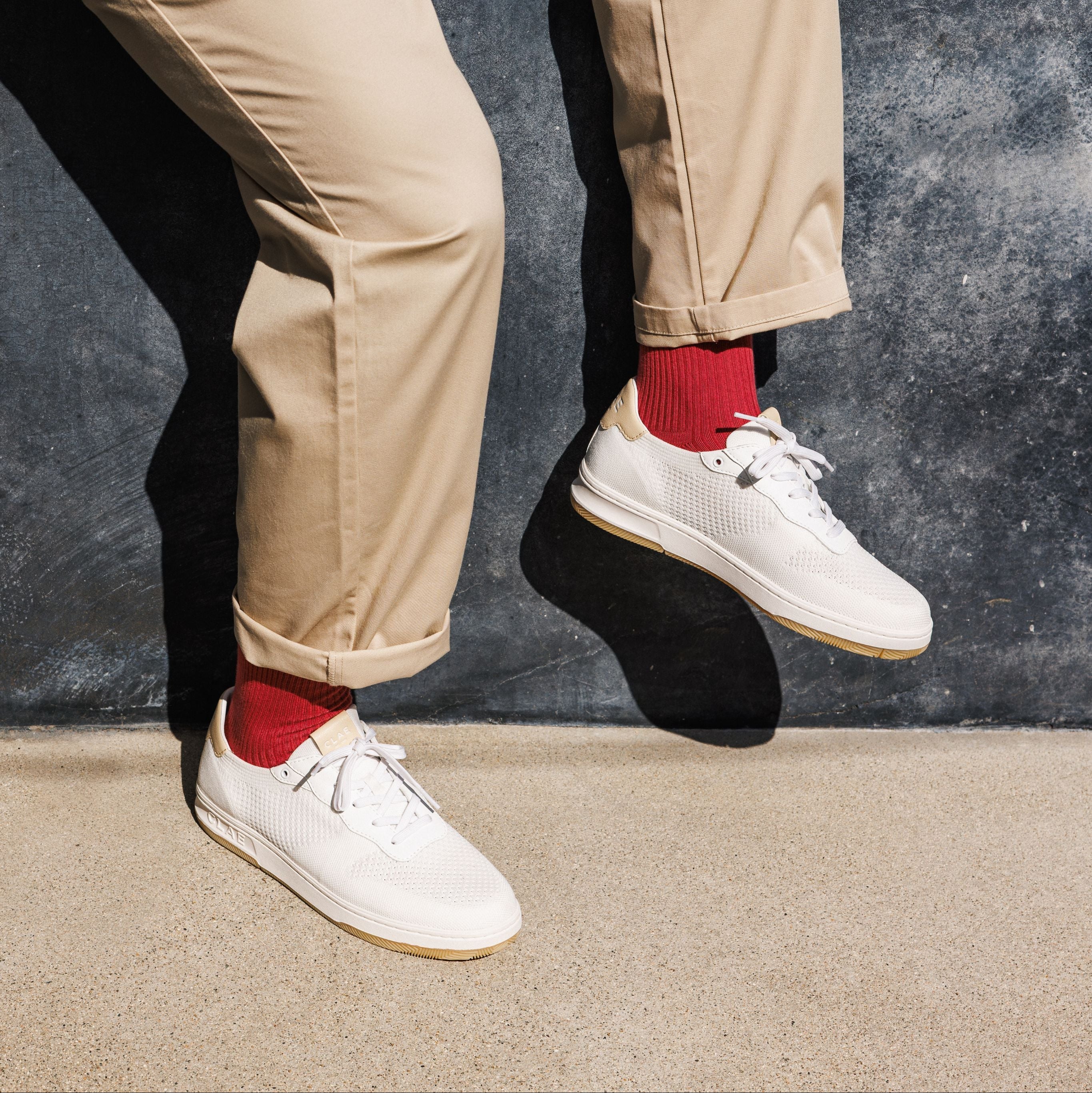 Malone Knit shoe worn in casual lifestyle setting, highlighting comfort, breathability, and eco-friendly materials.